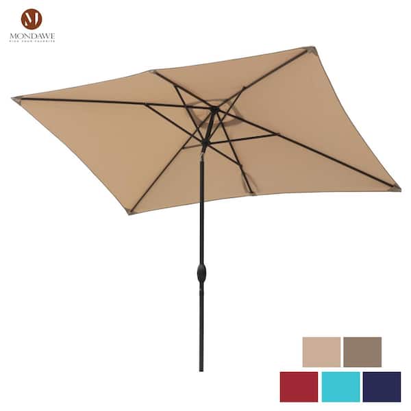 Mondawe 10 ft. Rectangular Aluminum Market Patio Umbrella Crank and Tilt Outdoor Umbrella in Beige