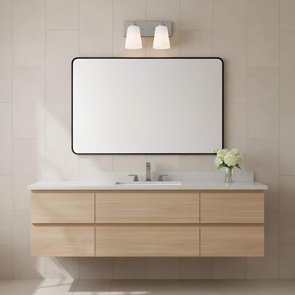 Miles 12 in. W x 8 in. H 2-Light Brushed Nickel Dimmable Medium Bathroom Vanity Light with No Bulbs Included price history on PriceWatchPro