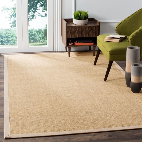 Natural Fiber Maize/Wheat 8 ft. x 10 ft. Border Area Rug