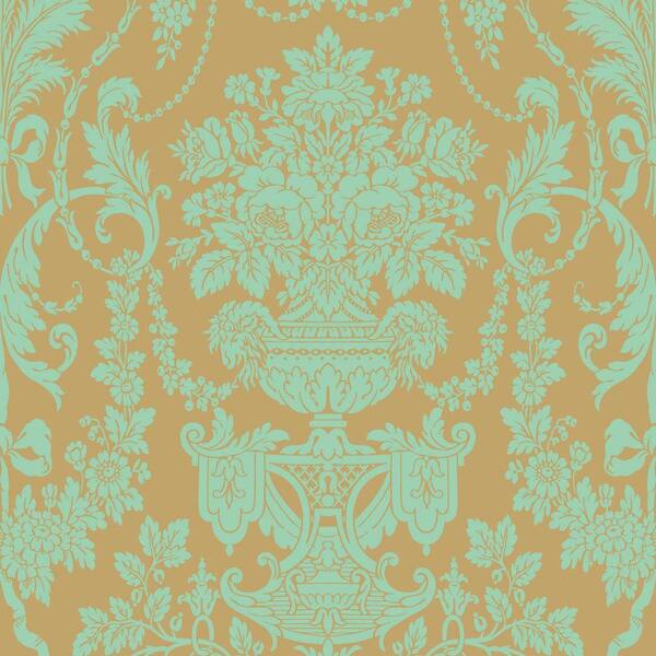 The Wallpaper Company 8 in. x 10 in. Mint Damask Wallpaper Sample