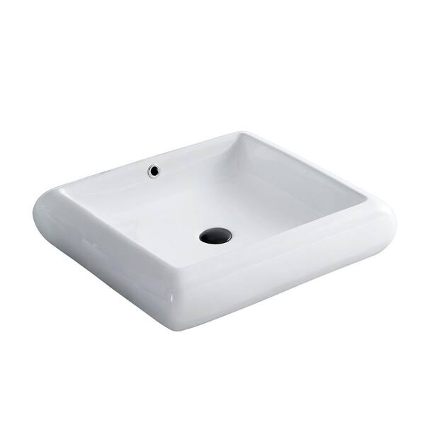 JimsMaison White Ceramic Rectangular Vessel Sink