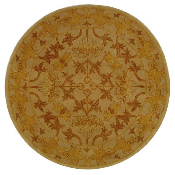 SAFAVIEH Anatolia Beige/Gold 6 ft. x 6 ft. Round Border Area Rug