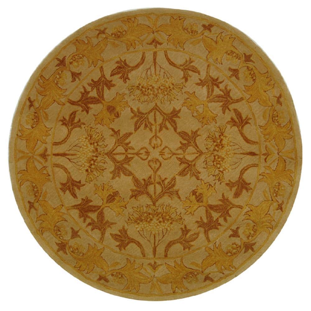 8' Diameter for sale online Safavieh Anatolia Collection An541b Handmade Beige and Gold Wool Round Area Rug 8 Feet in Diameter 