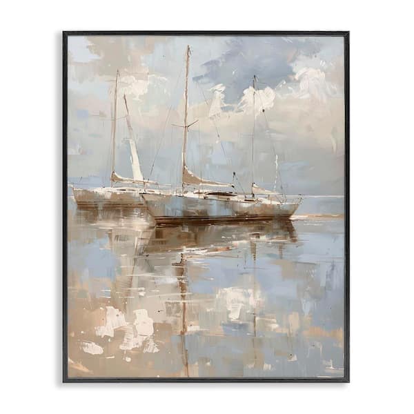 Stupell Industries Race Day Sailboats by Petal Prints Design Black Framed Typography Giclee Art Print 30 in. x 24 in.