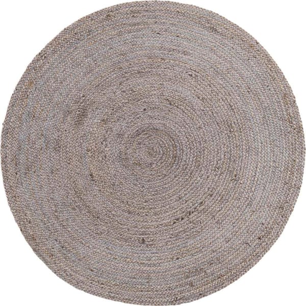 Unique Loom Braided Jute Dhaka Gray 5' 1 x 5' 1 Area Rug 3153083 - The Home  Depot