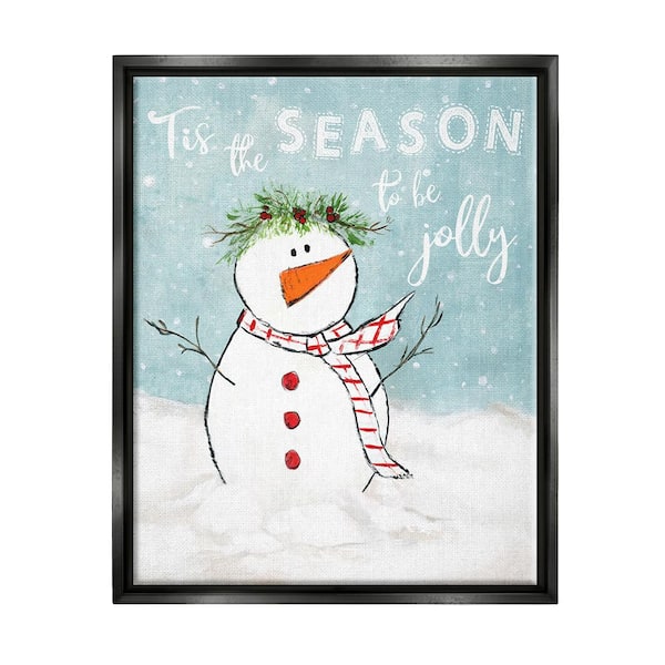 Stupell Industries Tis the Season Snowman by Janet Tava 1-Piece Floater Frame Graphic Print Typography Poster Art Print 31 in. x 25 in.