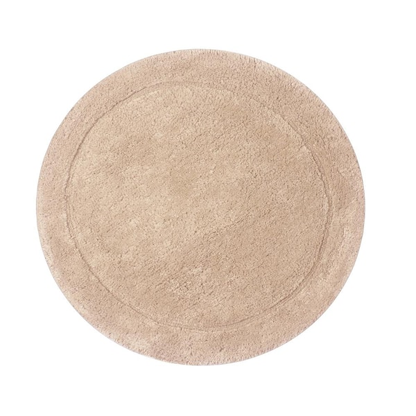 Waterford Collection 100% Cotton Tufted Bath Rug, Machine Wash, 22 in. Round, Linen