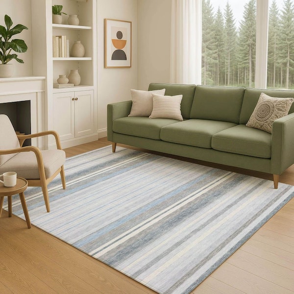 Chantille Machine Washable Indoor/Outdoor Abstract ACN2330 Sky 8 ft. x 10 ft. Area Rug