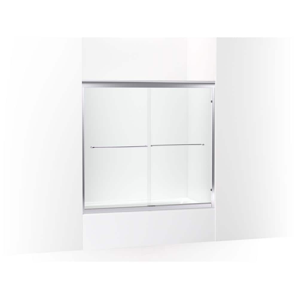 KOHLER Fluence 59.625 in. W x 55.5 in. H Sliding Frameless Bathtub Door ...