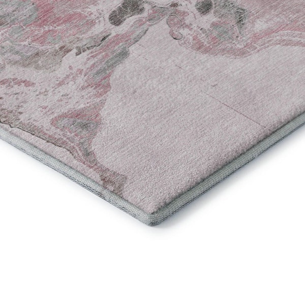 Mayfield Premium Machine Washable Abstract AMF1688 Pink 2 ft. 3 in. x 7 ft. 6 in. Runner Rug