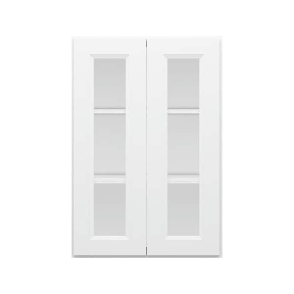 HOMLUX 24 in. W x 12 in. D x 36 in. H in Traditional White Ready to Assemble Wall Kitchen Cabinet with No Glasses