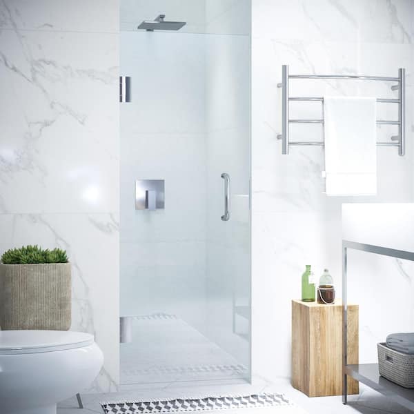 ANZZI Fellow Series 30 in. x 72 in. H Hinged Frameless Shower Door in Chrome with Tsunami Guard Tempered Glass and Handle