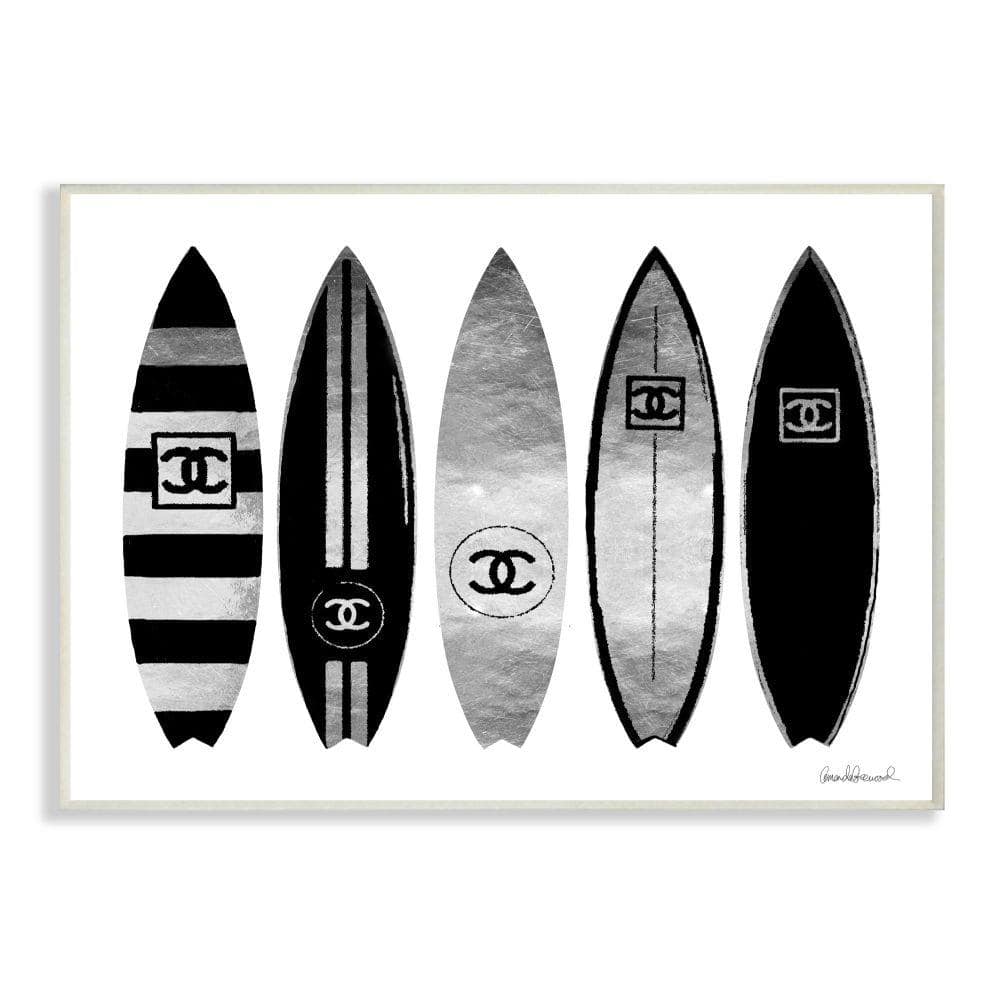 Stupell Industries Fashion Designer Surf Boards Black Silver Watercolor Wall Plaque by Amanda Greenwood, Size: 10 x 15