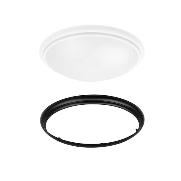 Commercial Electric 12 in. Light White and Matte Black Adjustable CCT Integrated LED Flush Mount with Interchangeable Trim