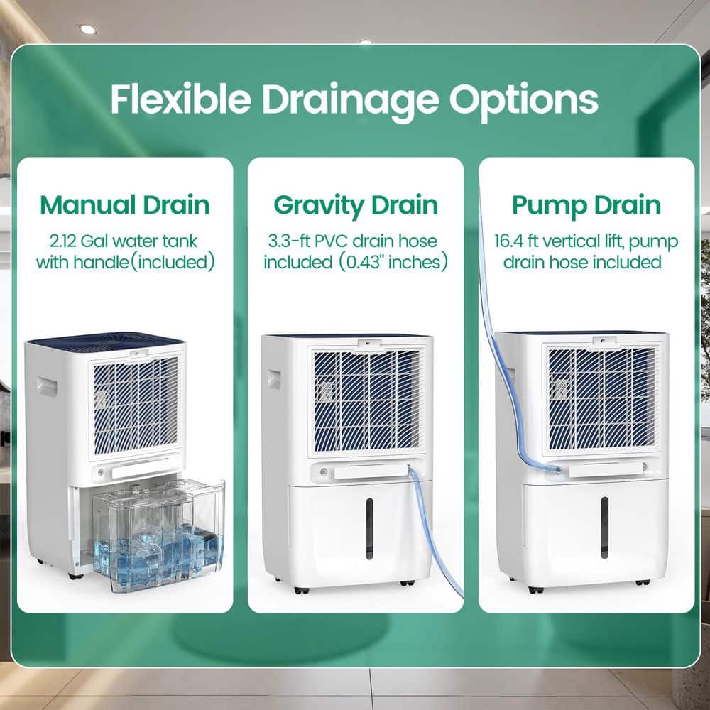125 Pt White Commercial Dehumidifier with Pump and Auto Defrost