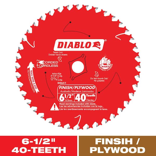 DIABLO 6-1/2in. x 40-Tooth Finish Trim Circular Saw Blade for Wood