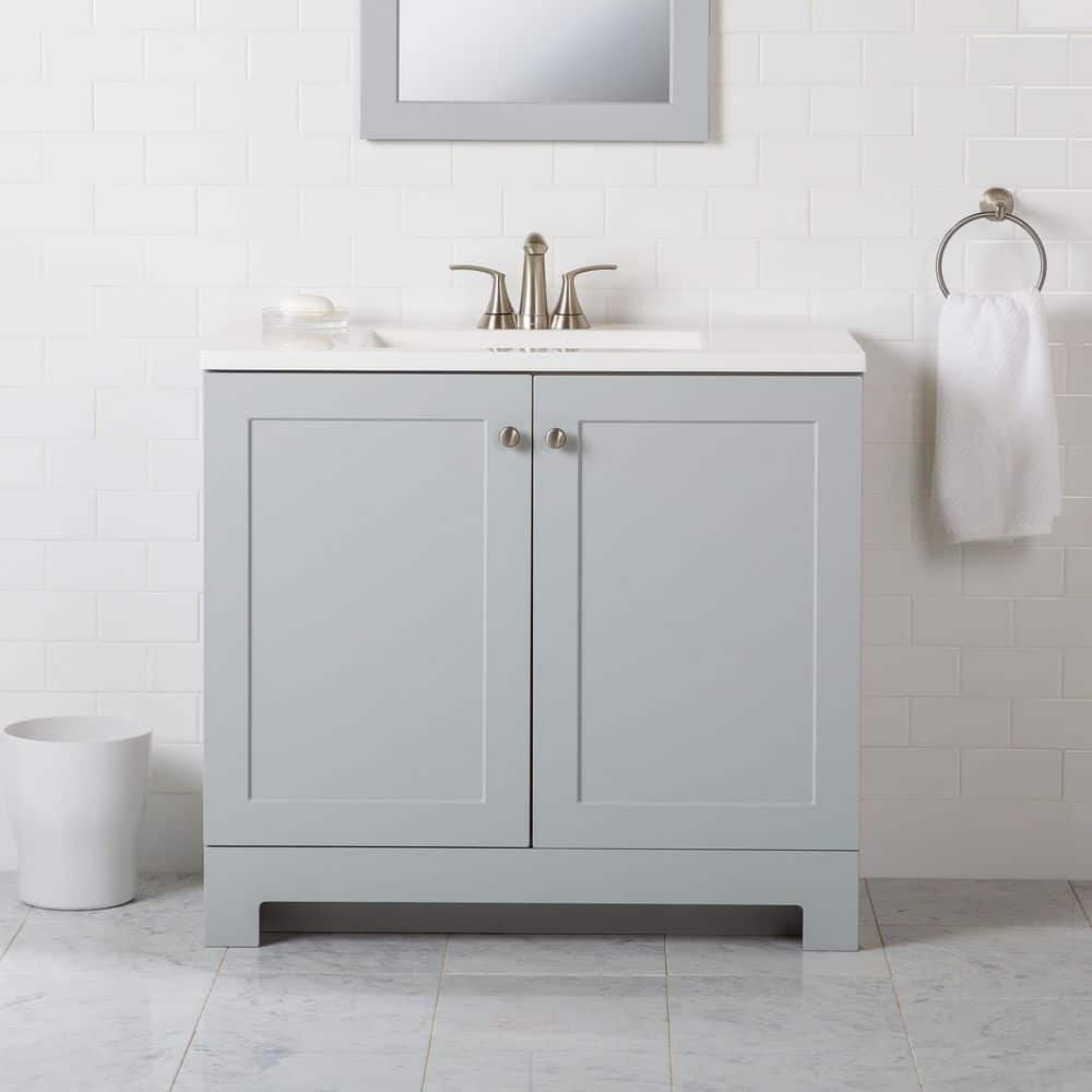 Glacier Bay 36 in. Single Sink Bath Pearl Gray Vanity with