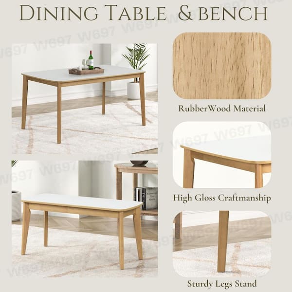 Hallowood Ledbury Small Dining Table & 2 Chairs Set - Light Oak, Cream Fabric Seats, 80x60cm Table-1133380
