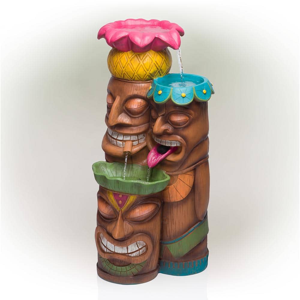 Colorful Tiki Head Polyresin Outdoor Fountain with LED Lights