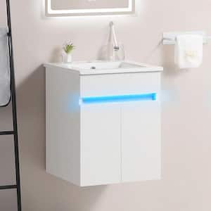 16.00 in. W x 16.00 in. D x 20.00 in. H Floating Bath Vanity with Wood Top in White