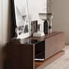 FUFU&GAGA Brown Wooden Grain TV Stand Entertainment Center Fits TV's up to 90 in, with 2-Open Shelf and 2-Drawer L-THD-520024-01