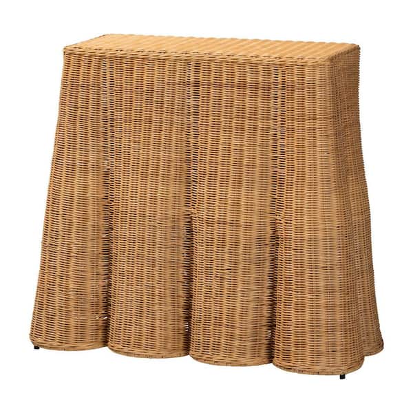 Palm 36.2 in. Light Honey Rectangle Rattan Wicker Console Table