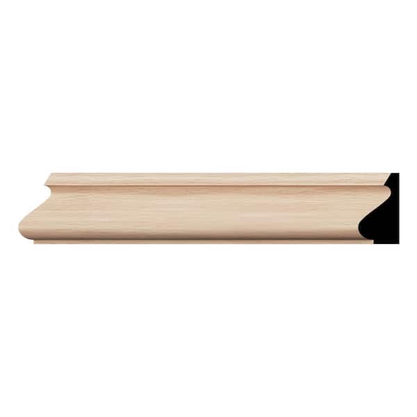 Ekena Millwork WM163 11/16 in. D x 1-3/8 in. W x 96 in. L Americraft Solid Hardwood Stain Grade Base Cap Moulding, Red Oak