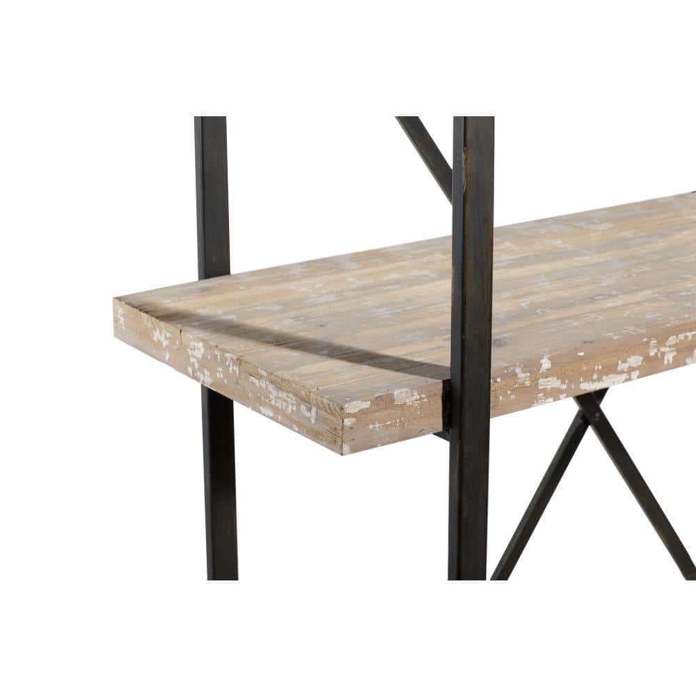 Rustic Industrial 67" Tall Brown Fir Wood 4-Tier Shelving Unit