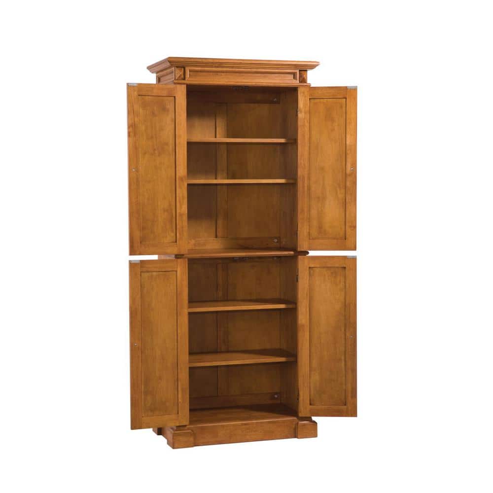 Vintage Distressed Oak Pantry Cabinet with Adjustable Shelves 72" High
