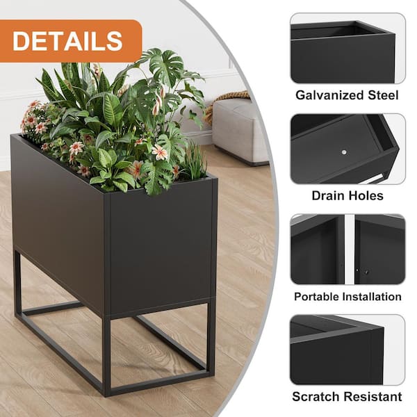 36 x 18 x 18 in. Large Metal Rectangular Planter with Shelves and Drainage  Holes ZN-2569 - The Home Depot
