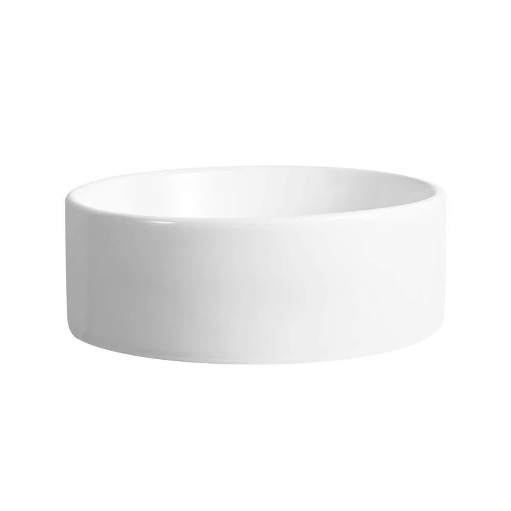 Symmetry 16" Round White Ceramic Above-Counter Vessel Sink