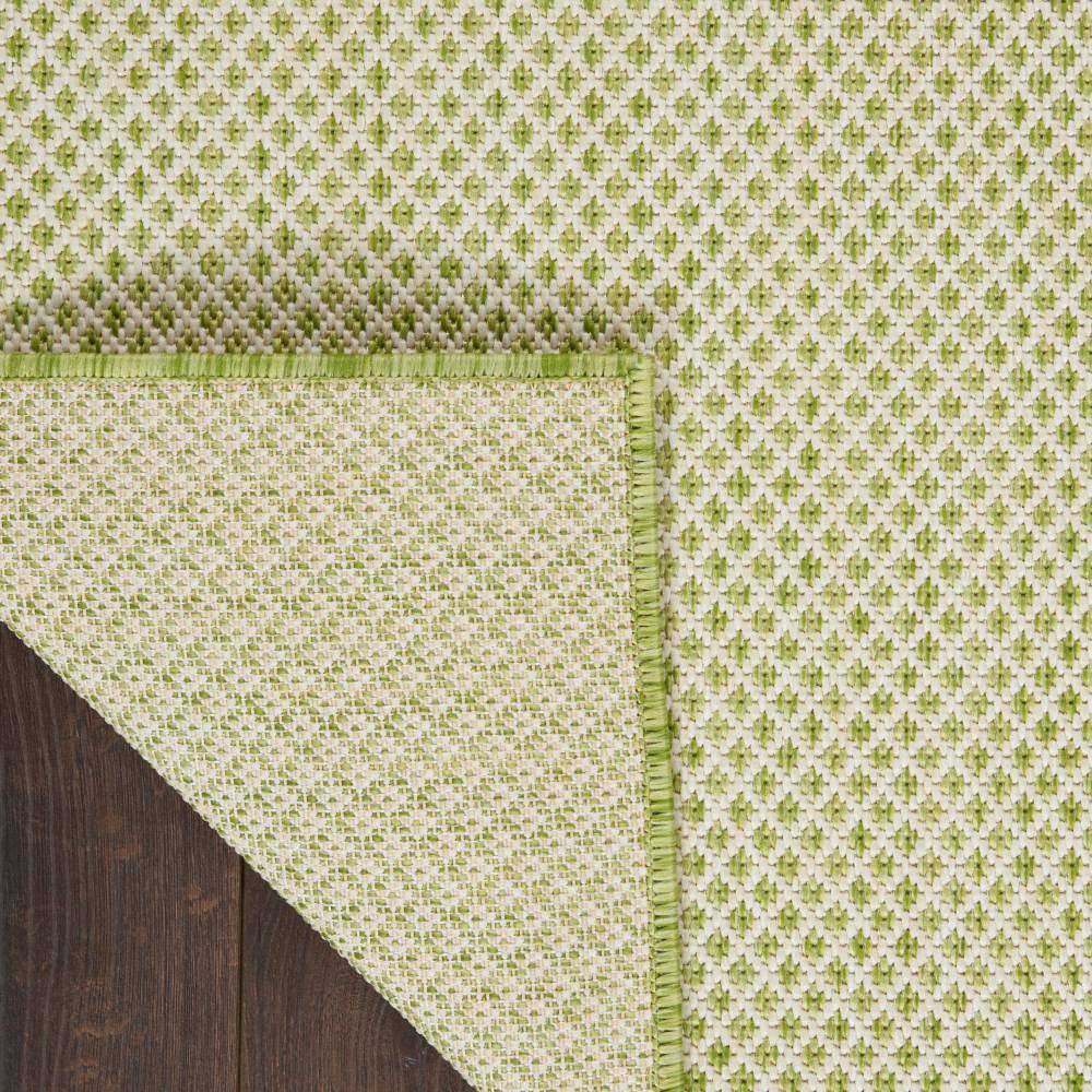 Courtyard Charm Ivory Green Geometric 8' x 10' Easy-Care Rug