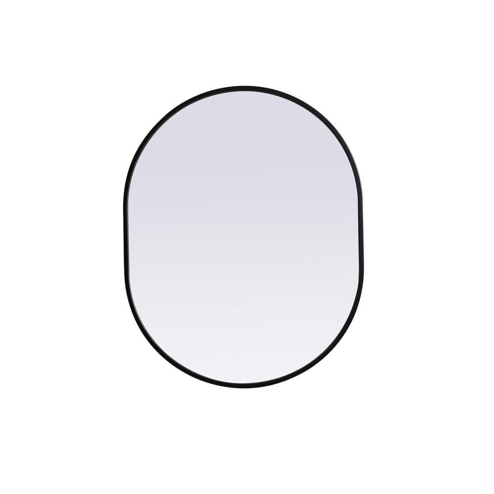 Simply Living 24 in. W x 30 in. H Oval Metal Framed Black Mirror
