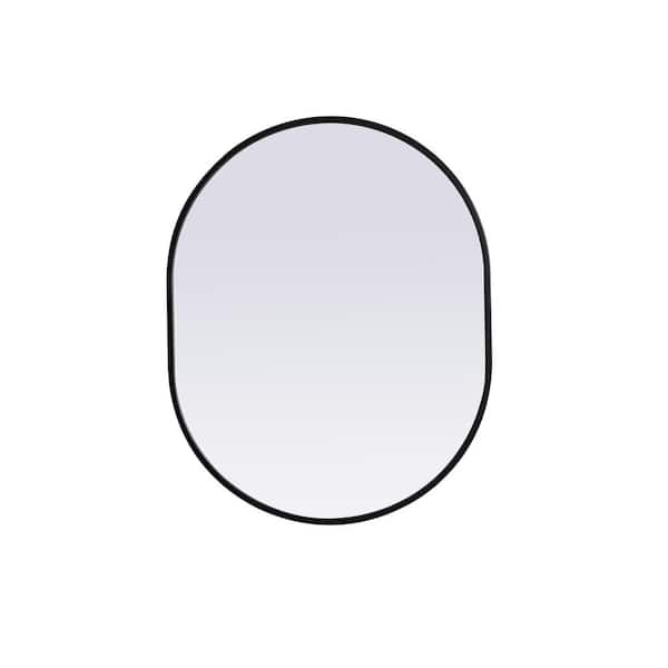 Unbranded Simply Living 24 in. W x 30 in. H Oval Metal Framed Black Mirror