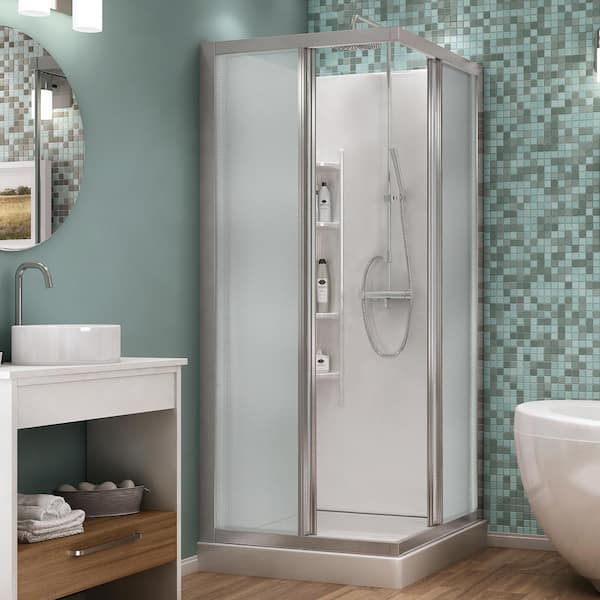 Mediterranean III 32 in. L x 32 in. W x 70 in. H Corner Shower Stall/Kit in White