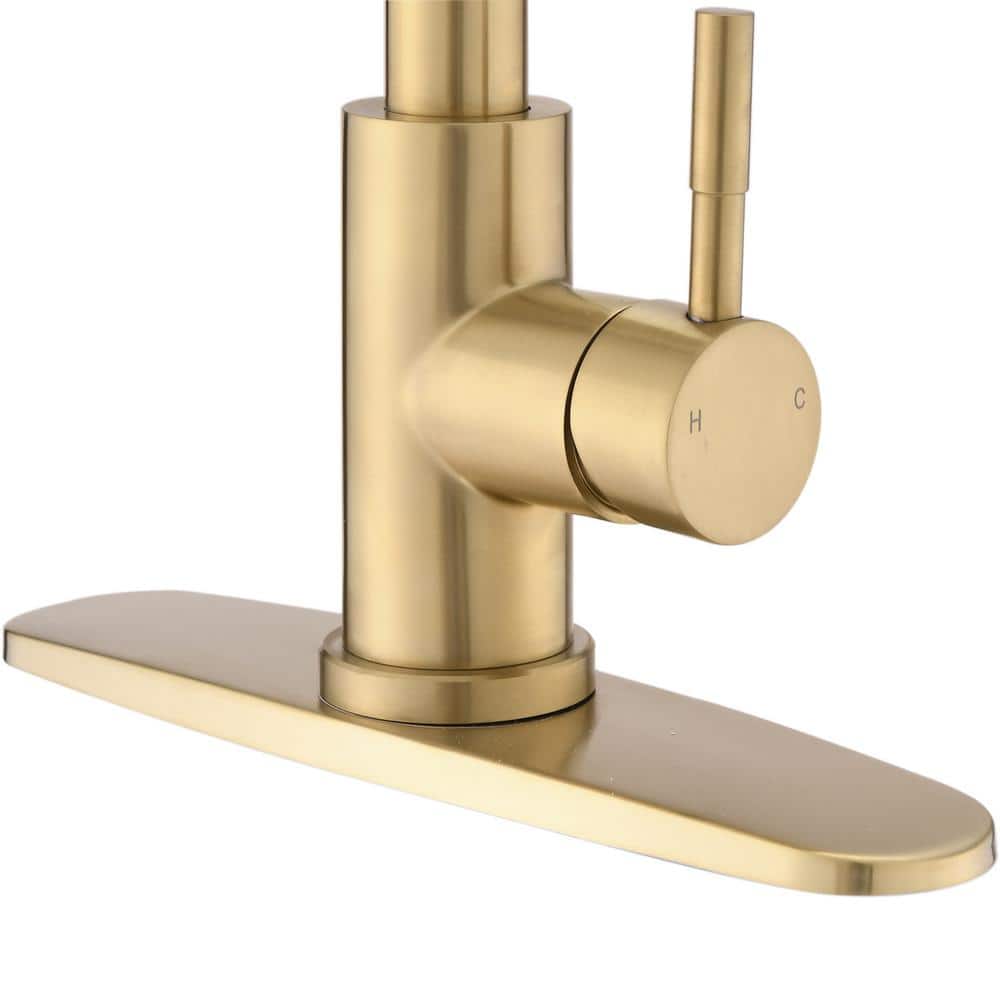 Brushed Gold Stainless Steel Pull Down Kitchen Faucet