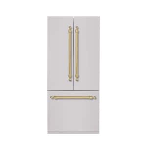 Classico 36 in. 19.5 cu. ft. Counter-Depth Built-in Bottom Mount Refrigerator with Stainless Steel with Brass Trim