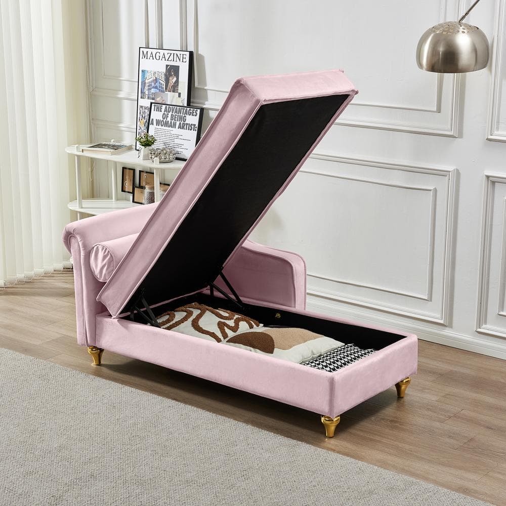Harper & Bright Designs Modern Pink Soft Velvet Chaise