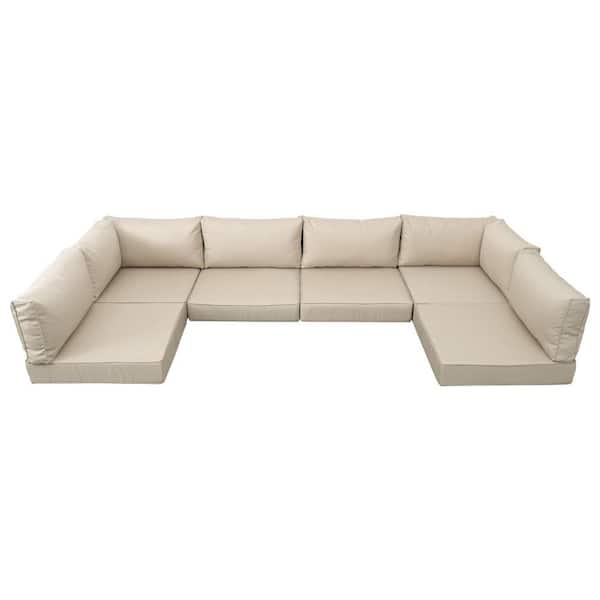 Unbranded 14-Piece Outdoor Sofa Sectional Cushion in Beige, Machine Washable Couch Cushion
