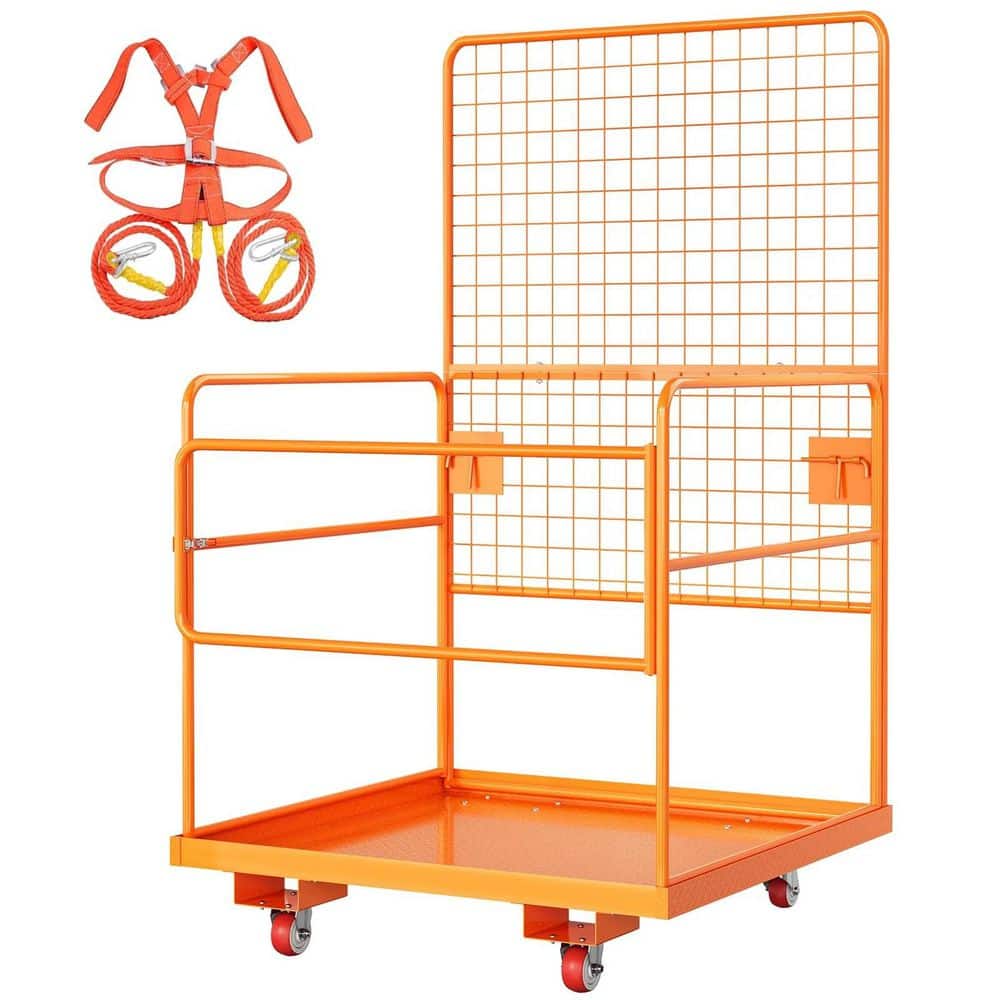 45 in. x 43 in. Forklift Safety Cage,  Max. 2200 lb. Heavy Duty Steel Forklift Man Basket, Foldable Work Platform price history on PriceWatchPro