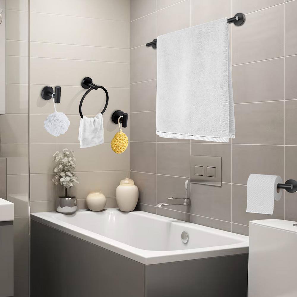 Matte Black Stainless Steel 5-Piece Bathroom Hardware Set
