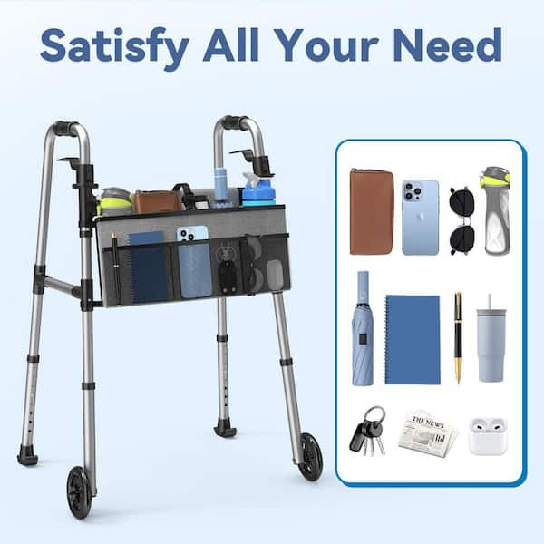 JFVKAF Adjustable Height Lightweight Standard Walker with Basket