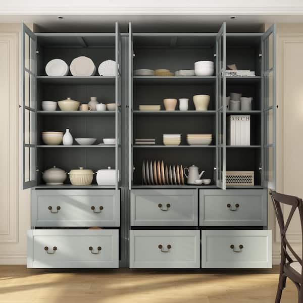 FUFU&GAGA Gray Wood Combination Cabinet Storage Cabinet FUFU&GAGA Gray Wood Combination Cabinet Storage Cabinet
