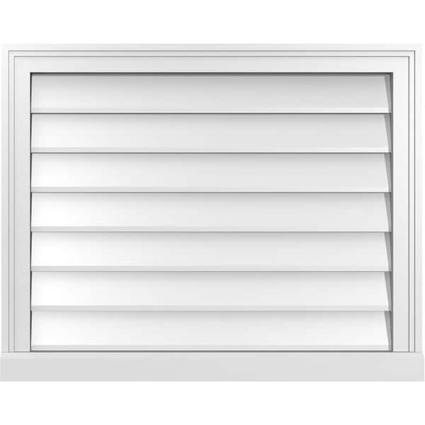 Ekena Millwork 30" x 24" Rectangular White PVC Paintable Gable Louver Vent Non-Functional