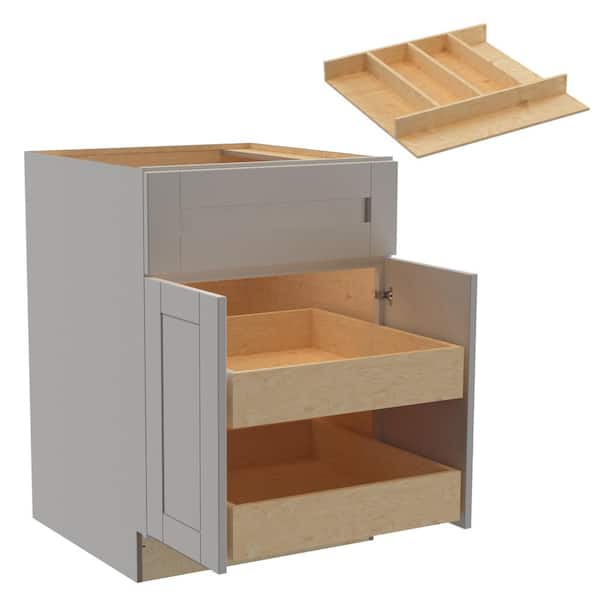 Home Decorators Collection Washington Veiled Gray Plywood Shaker Assembled Base Kitchen Cabinet 2ROT Utility24 W in. 24 D in. 34.5 in. H