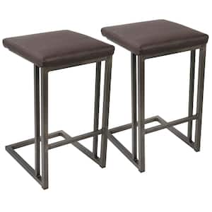 Roman Antique and Espresso Industrial Counter Stool (Set of 2)