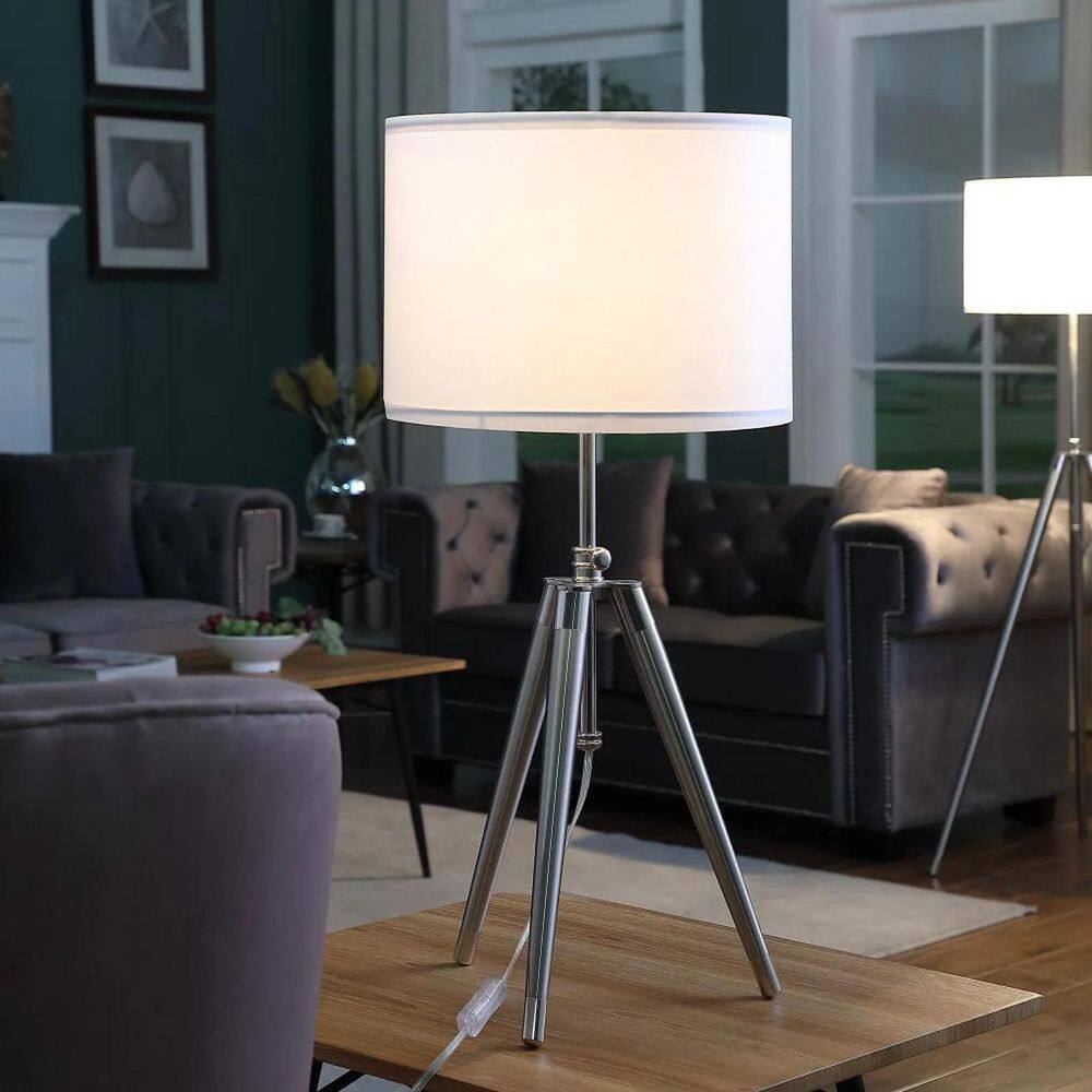 Jushua 32 in. H Brushed Gold Steel Tripod Legs Standard Floor Lamp