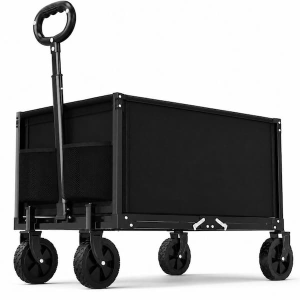 4.24 cu. ft. Steel Bin Garden Cart Heavy Duty Foldable Wagon Cart with Wheels for Outdoor and Utility Use