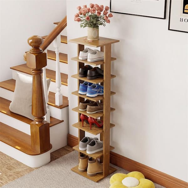 HONEY JOY 43.5 in. H 7-Pair 7-Tier Shoe Rack with Different Height