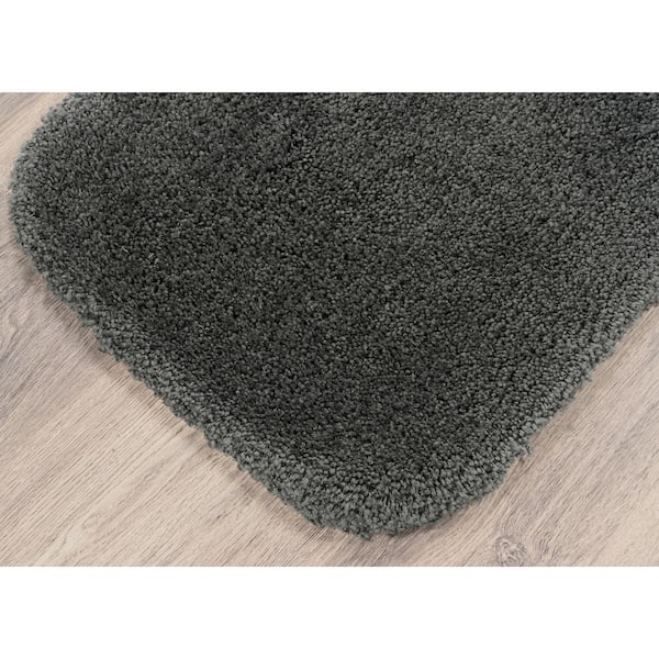 Serendipity Dark Gray 21 in. x 34 in. Washable Bathroom 2-Piece Rug Set